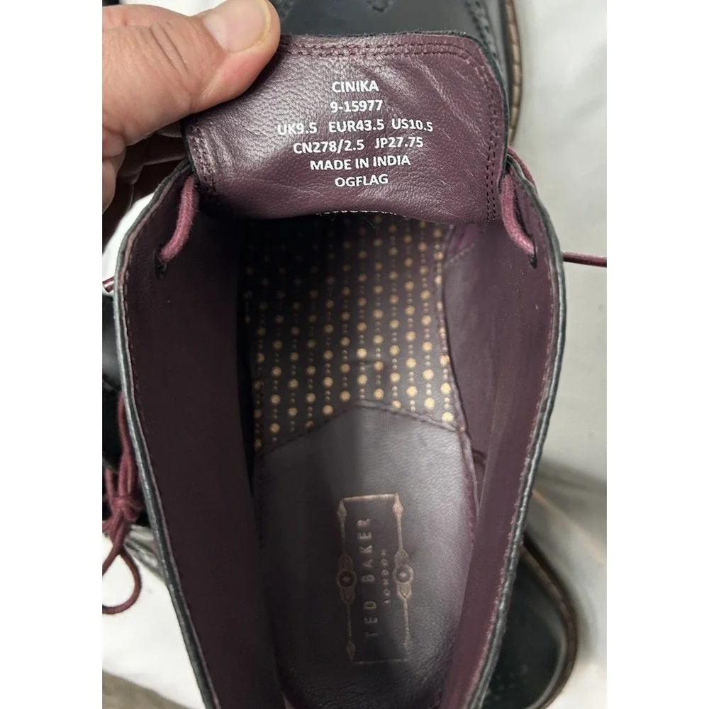 Ted Baker Cinika Wingtip Chukka Boots Men's 10.5 Navy Black Leather‎ Brogue